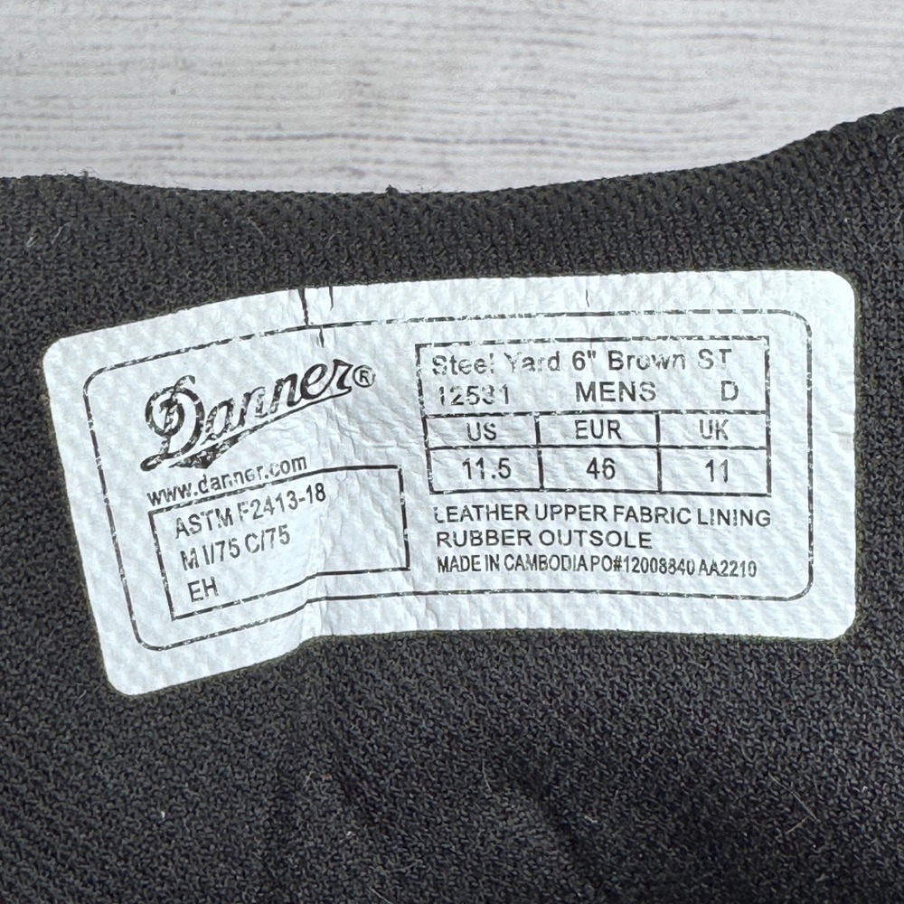 Danner Steel Yard 6 Inch Brown ST Steel Toe Work Boots Mens‎ 11.5 D - Picture 6 of 8